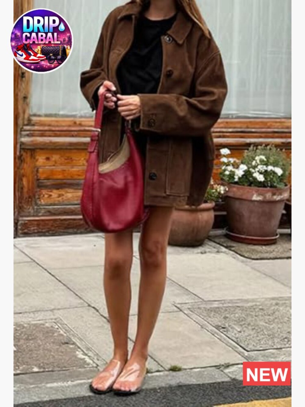 Women's Faux Suede Leather Button Down Shacket Midi Long Coat - Picture 3 of 5